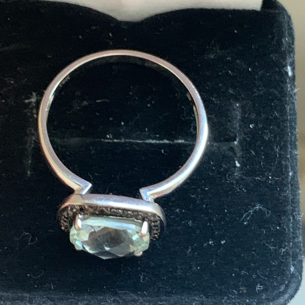 Green amethyst and black diamond 14k gold ring - Picture 8 of 8